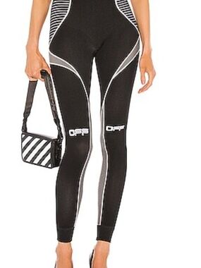 Off-White Black & White Logo Paneled Stretch Leggings